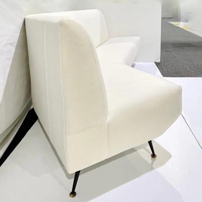 Upholstery Ready Curved Italian Mid Century Modern Sofa on Black Lacquer Legs