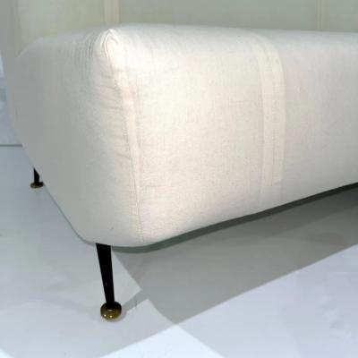 Upholstery Ready Curved Italian Mid Century Modern Sofa on Black Lacquer Legs