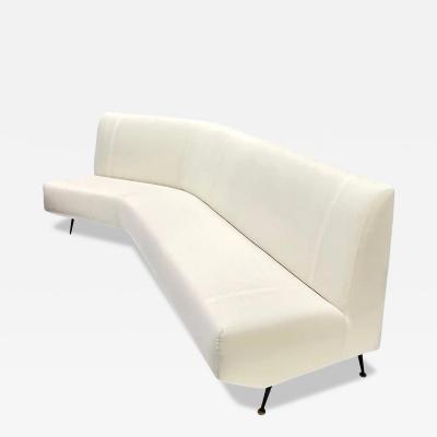 Upholstery Ready Curved Italian Mid Century Modern Sofa on Black Lacquer Legs