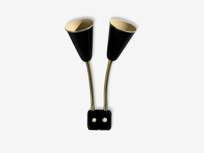 Upsala Armaturfabrik Adjustable Wall Sconce Black Metal Brass Sweden 1960s