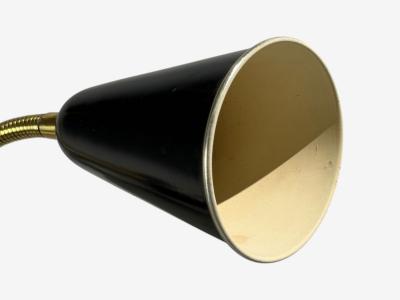 Upsala Armaturfabrik Adjustable Wall Sconce Black Metal Brass Sweden 1960s