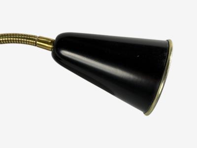 Upsala Armaturfabrik Adjustable Wall Sconce Black Metal Brass Sweden 1960s
