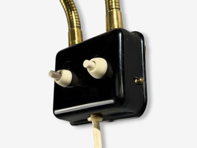Upsala Armaturfabrik Adjustable Wall Sconce Black Metal Brass Sweden 1960s