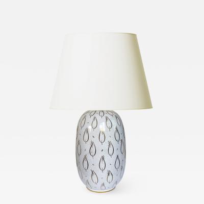 Upsala Ekeby Lamp With Gilded Leaf Motif by Upsala Ekeby