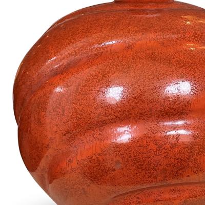 Upsala Ekeby Large Table Lamp in Persimmon Orange Glaze by Upsala Ekeby