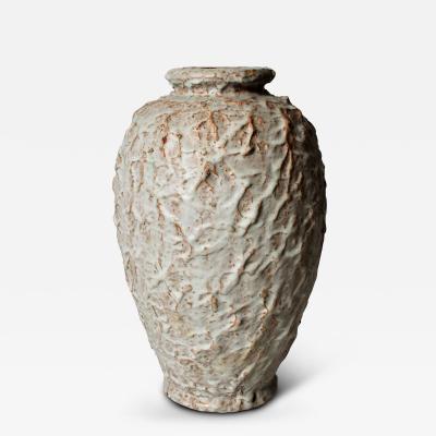Upsala Ekeby Large textured Vase in Ivory Glaze by Upsala Ekeby