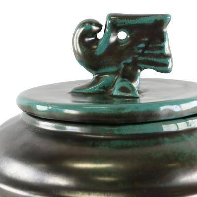 Upsala Ekeby Lidded Jar Vase with Bird Motifs by Ekeby