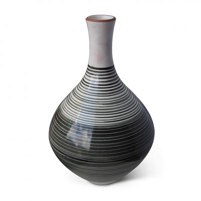 Upsala Ekeby Mod Vase in Black and White by Mari Simmulsson for Ekeby