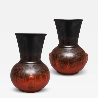 Upsala Ekeby Pair of Art Deco Vases by Harald stergren for Upsala Ekeby