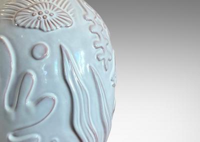 Upsala Ekeby Pair of Charming Marine Themed Table Lamps in White Glaze by Anna Lisa Thomson
