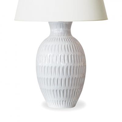 Upsala Ekeby Pair of Large Lamps with Gouged Pattern by Anna Lisa Thomson