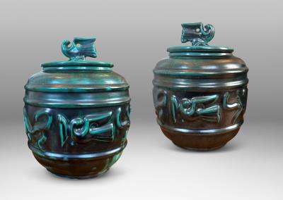 Upsala Ekeby Pair of Lidded Urns by Upsala Ekeby