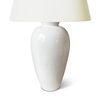 Upsala Ekeby Pair of Monumental Table Lamps in Gloss White Glaze by Greta Runeborg for Ekeby