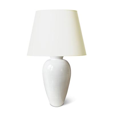 Upsala Ekeby Pair of Monumental Table Lamps in Gloss White Glaze by Greta Runeborg for Ekeby