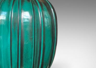 Upsala Ekeby Pair of Table Lamps in Copper Oxide Glaze by Upsala Ekeby