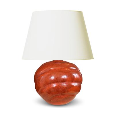 Upsala Ekeby Table Lamp in Persimmon Orange Glaze by Ekeby