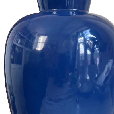 Upsala Ekeby Table Lamp in Saturated Blue Glaze by Upsala Ekeby