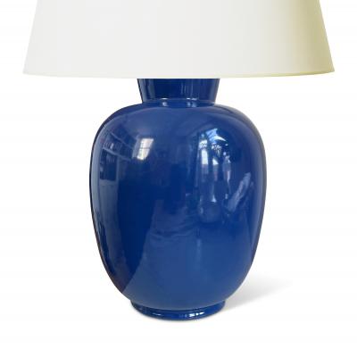 Upsala Ekeby Table Lamp in Saturated Blue Glaze by Upsala Ekeby