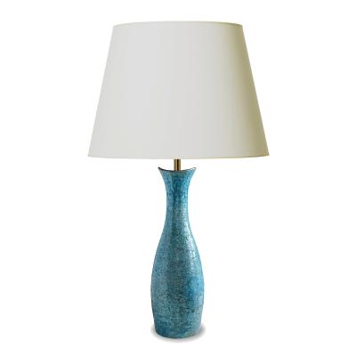Upsala Ekeby Tall Sinuous Table Lamp in Textured Turquoise by Ekeby