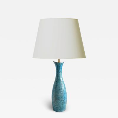 Upsala Ekeby Tall Sinuous Table Lamp in Textured Turquoise by Ekeby