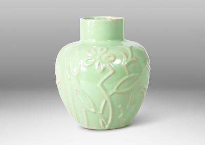 Upsala Ekeby Vase with Floral Reliefs by Upsala Ekeby