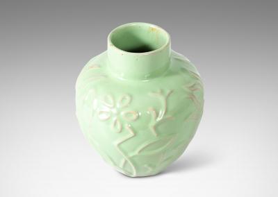 Upsala Ekeby Vase with Floral Reliefs by Upsala Ekeby