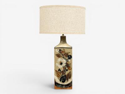 Ursula Printz Large Table Lamp Brown Stoneware Denmark 1960s