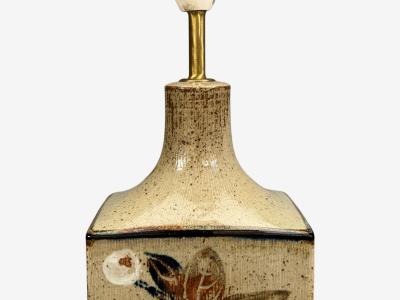 Ursula Printz Large Table Lamp Brown Stoneware Denmark 1960s