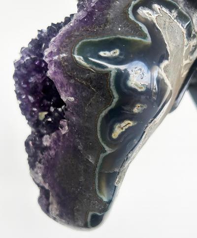 Uruguayan Amethyst Agate Eyes Geode Weighs 18 lbs on Custom Made Stand