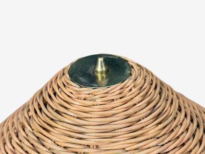 V Soini Oy Rare Floor Lamp Brass Leather Rattan Finland 1950s