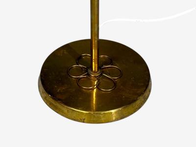 V Soini Oy Rare Floor Lamp Brass Leather Rattan Finland 1950s