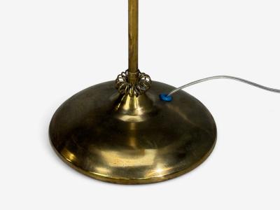 V Soini Oy Rare Floor Lamp Brass Leather Rattan Finland 1950s