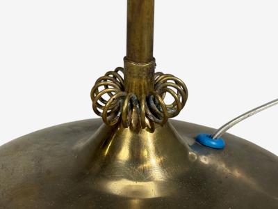 V Soini Oy Rare Floor Lamp Brass Leather Rattan Finland 1950s