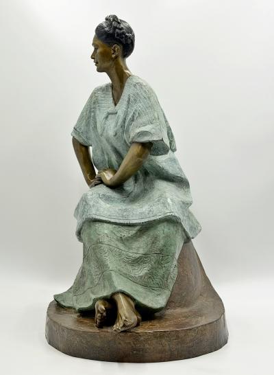 V ctor Guti rrez Monumental Mexican Bronze Seated Woman Sculpture 1989