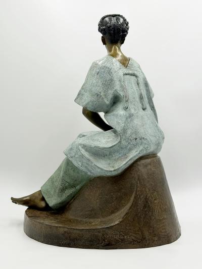 V ctor Guti rrez Monumental Mexican Bronze Seated Woman Sculpture 1989