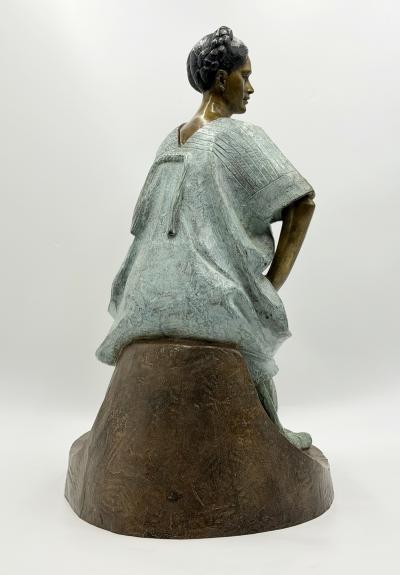 V ctor Guti rrez Monumental Mexican Bronze Seated Woman Sculpture 1989