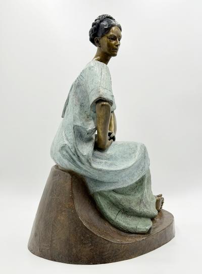 V ctor Guti rrez Monumental Mexican Bronze Seated Woman Sculpture 1989