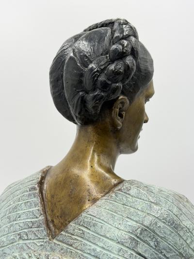 V ctor Guti rrez Monumental Mexican Bronze Seated Woman Sculpture 1989