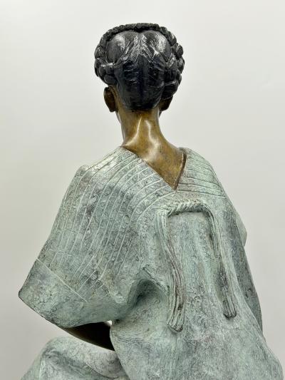 V ctor Guti rrez Monumental Mexican Bronze Seated Woman Sculpture 1989