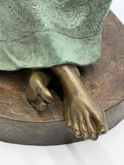 V ctor Guti rrez Monumental Mexican Bronze Seated Woman Sculpture 1989
