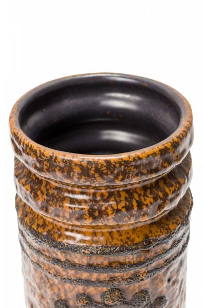 VEB Haldensleben Keramik German Mid Century Concentric Circle Design Brown Glaze