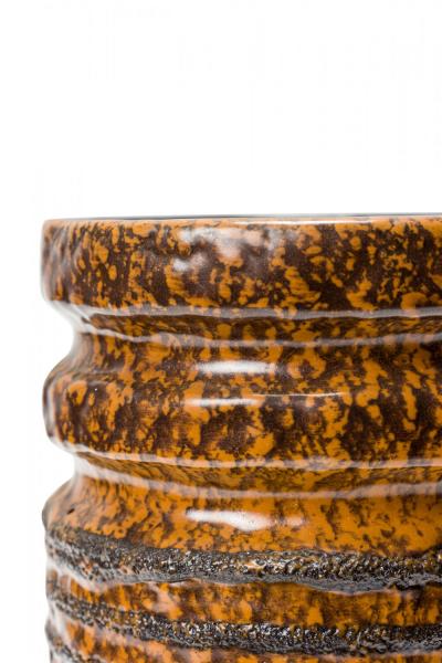 VEB Haldensleben Keramik German Mid Century Concentric Circle Design Brown Glaze