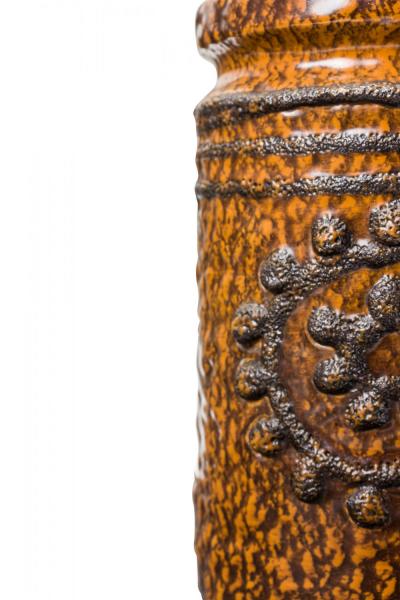 VEB Haldensleben Keramik German Mid Century Concentric Circle Design Brown Glaze