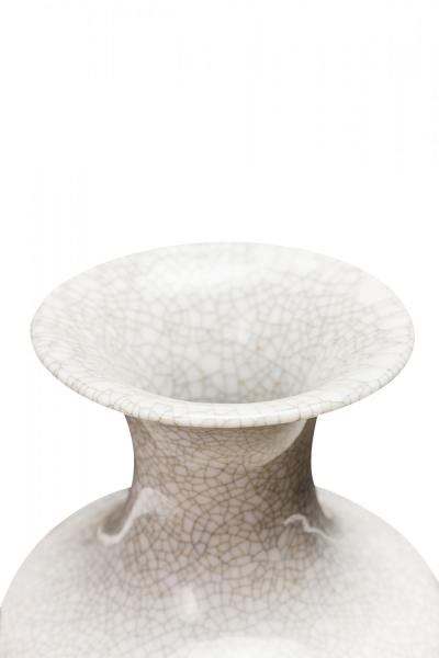 VEB Lichte German Mid Century White Crackle Glazed Ceramic Vase