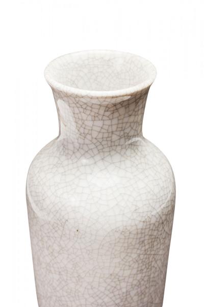 VEB Lichte German Mid Century White Crackle Glazed Ceramic Vase