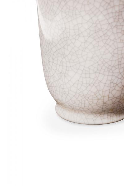 VEB Lichte German Mid Century White Crackle Glazed Ceramic Vase