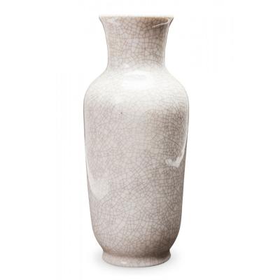 VEB Lichte German Mid Century White Crackle Glazed Ceramic Vase