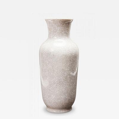 VEB Lichte German Mid Century White Crackle Glazed Ceramic Vase