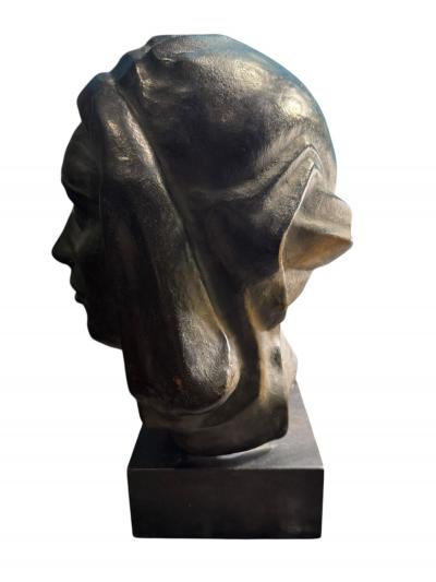 VICTOR PLANCKH RARE ART DECO FEMALE HEAD IN A TURBAN BRONZE BY VICTOR PLANCKH