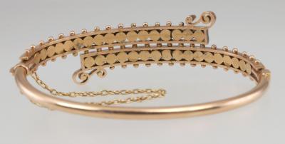 VICTORIAN 14K GOLD TURQUOISE BYPASS BANGLE BRACELET